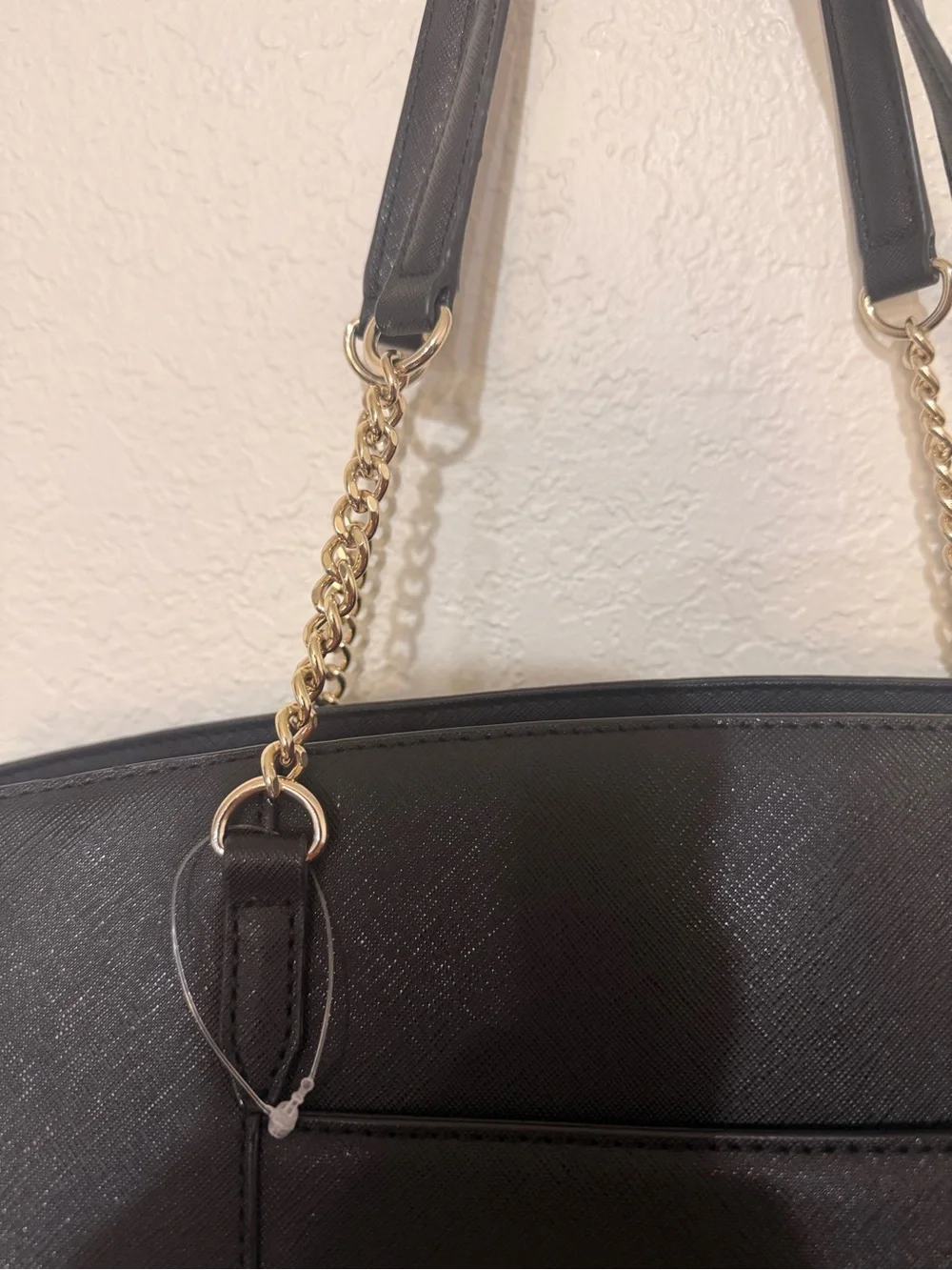DKNY Black Tote with Gold Chain-Strap
